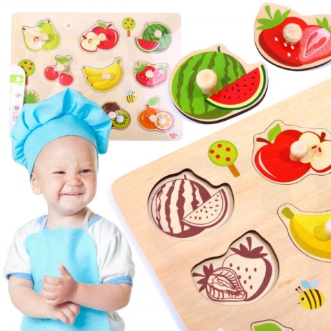 TOOKY TOY Puzzle Układanka Montessori Z Pinezkami Owoce TOOKY TOY Puzzle Układanka Montessori Z Pinezkami Owoce