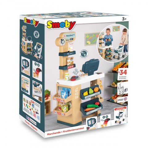 SMOBY Sklep Market z Wózkiem Elektroniczną Kasą ze Skanerem SMOBY Sklep Market z Wózkiem Elektroniczną Kasą ze Skanerem