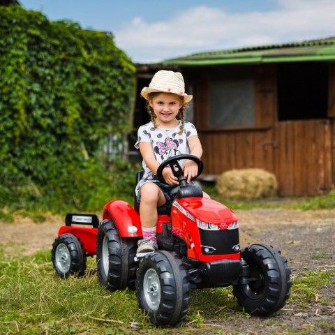 FALK Traktor Massey Ferguson Czerwony na Pedały z Przyczepką od 3 Lat FALK Traktor Massey Ferguson Czerwony na Pedały z Przyczepką od 3 Lat