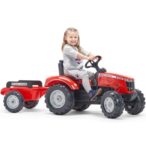 FALK Traktor Massey Ferguson Czerwony na Pedały z Przyczepką od 3 Lat FALK Traktor Massey Ferguson Czerwony na Pedały z Przyczepką od 3 Lat