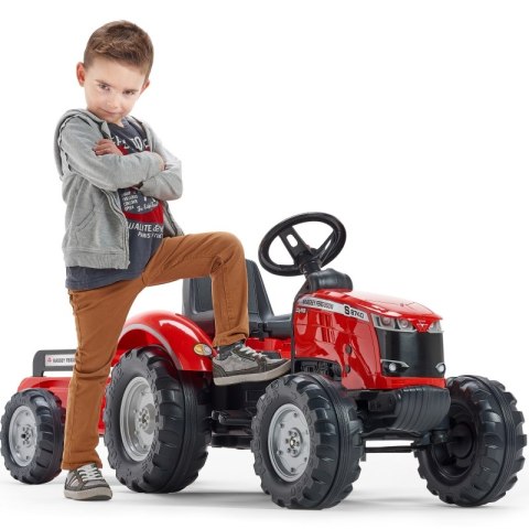FALK Traktor Massey Ferguson Czerwony na Pedały z Przyczepką od 3 Lat FALK Traktor Massey Ferguson Czerwony na Pedały z Przyczepką od 3 Lat