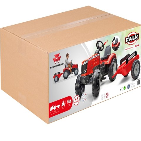 FALK Traktor Massey Ferguson Czerwony na Pedały z Przyczepką od 3 Lat FALK Traktor Massey Ferguson Czerwony na Pedały z Przyczepką od 3 Lat