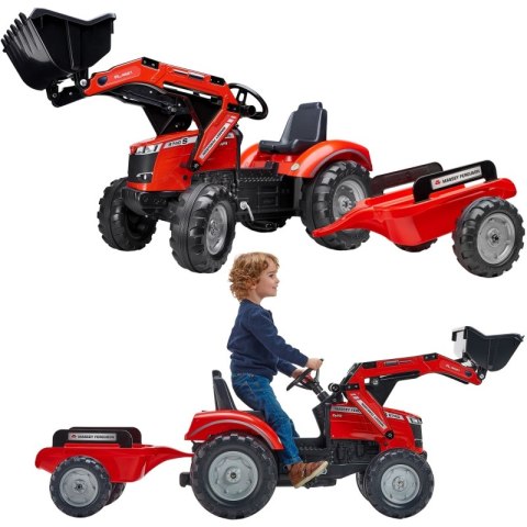 FALK Traktor Massey Ferguson Czerwony na Pedały z Przyczepką od 3 Lat FALK Traktor Massey Ferguson Czerwony na Pedały z Przyczepką od 3 Lat