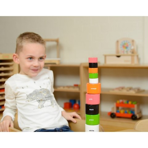 MASTERKIDZ Kolorowe Drewniane Klocki i Kubeczki Okrągłe MASTERKIDZ Kolorowe Drewniane Klocki i Kubeczki Okrągłe