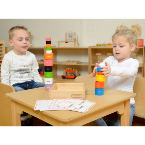 MASTERKIDZ Kolorowe Drewniane Klocki i Kubeczki Okrągłe MASTERKIDZ Kolorowe Drewniane Klocki i Kubeczki Okrągłe