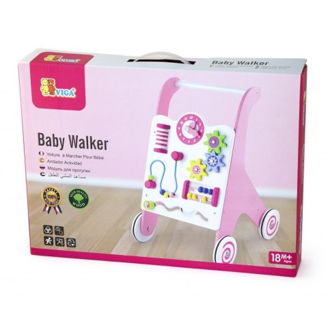 Viga Toys Pchacz Drewniany Edukacyjny Różowy Montessori Viga Toys Pchacz Drewniany Edukacyjny Różowy Montessori