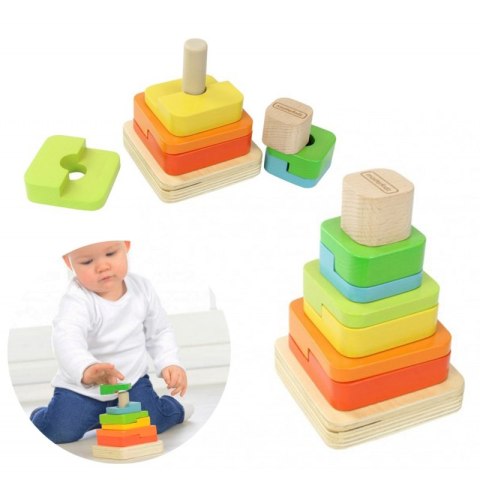 MASTERKIDZ Drewniana Układanka Sorter Piramidka Montessori MASTERKIDZ Drewniana Układanka Sorter Piramidka Montessori