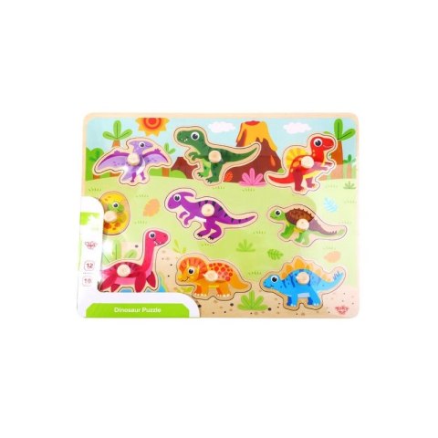 TOOKY TOY Drewniane Puzzle Montessori Układanka Dinozaury Kształty TOOKY TOY Drewniane Puzzle Montessori Układanka Dinozaury Kształty