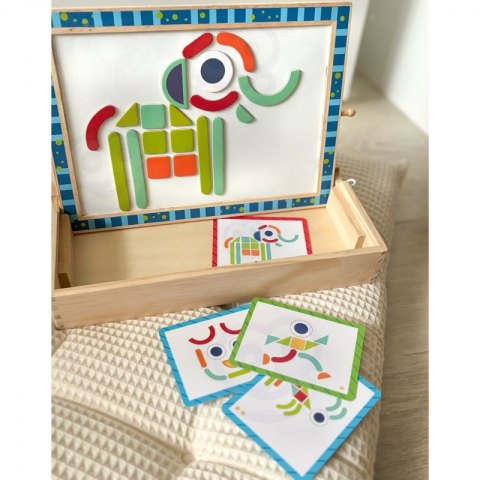 TOOKY TOY Tablica Magnetyczna Kredowa 2w1 Układanka Puzzle Kształty 117 el. Certyfikat FSC