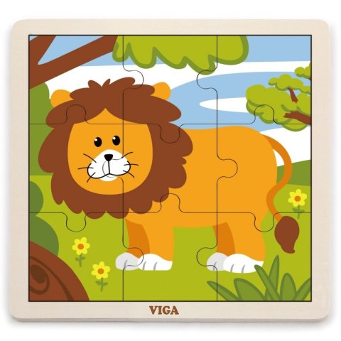 VIGA Poręczne Drewniane Puzzle Lew 9 elementów VIGA Poręczne Drewniane Puzzle Lew 9 elementów