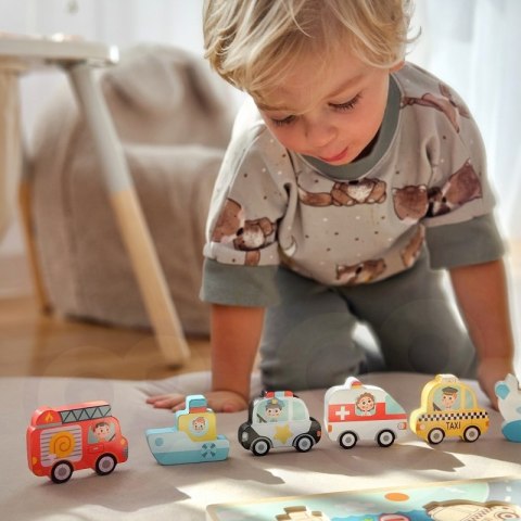 TOOKY TOY Drewniane Puzzle Montessori Pojazdy Samochody Samolot Statek Miasto Dopasuj Kształty TOOKY TOY Drewniane Puzzle Montessori Pojazdy Samochody Samolot Statek Miasto Dopasuj Kształty