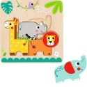 TOOKY TPY Drewniane Puzzle Montessori Wielowarstwowe Tablica Zwierzątka Leśne 7 el.
