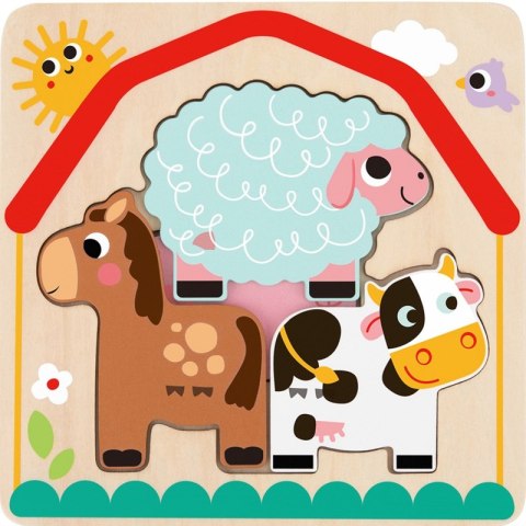 TOOKY TOY Drewniane Puzzle Montessori Wielowarstwowe Tablica Zwierzątka na Farmie 7 el. TOOKY TOY Drewniane Puzzle Montessori Wielowarstwowe Tablica Zwierzątka na Farmie 7 el.