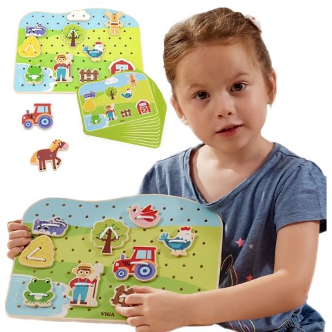 VIGA Drewniana Sznurowanka Przeplatanka Zwierzęta na Farmie Montessori VIGA Drewniana Sznurowanka Przeplatanka Zwierzęta na Farmie Montessori