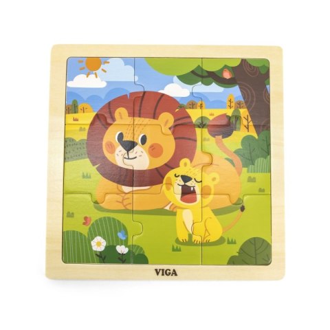 VIGA Poręczne Drewniane Puzzle Lwy 9 elementów VIGA Poręczne Drewniane Puzzle Lwy 9 elementów