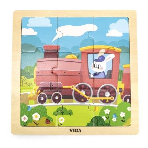 VIGA Poręczne Drewniane Puzzle Pociąg Ciuchcia 9 elementów VIGA Poręczne Drewniane Puzzle Pociąg Ciuchcia 9 elementów