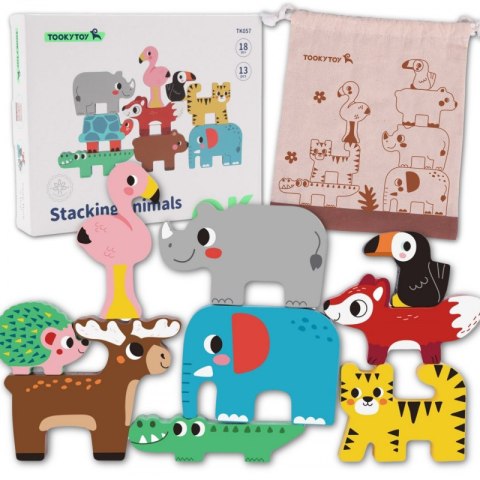 TOOKY TOY Drewniane Klocki Układanka Zwierzątka Montessori 9 el. TOOKY TOY Drewniane Klocki Układanka Zwierzątka Montessori 9 el.