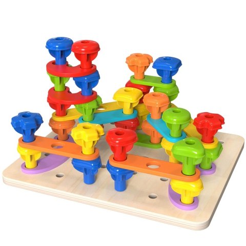 TOOKY TOY Wielofunkcyjna Tablica Zestaw Kolorowych Śrubek Nauka Kształtów TOOKY TOY Wielofunkcyjna Tablica Zestaw Kolorowych Śrubek Nauka Kształtów