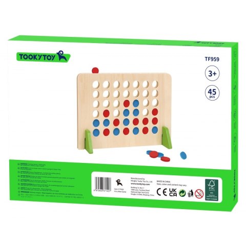 TOOKY TOY Drewniana Gra Logiczna 4 w Linii 45 el. TOOKY TOY Drewniana Gra Logiczna 4 w Linii 45 el.