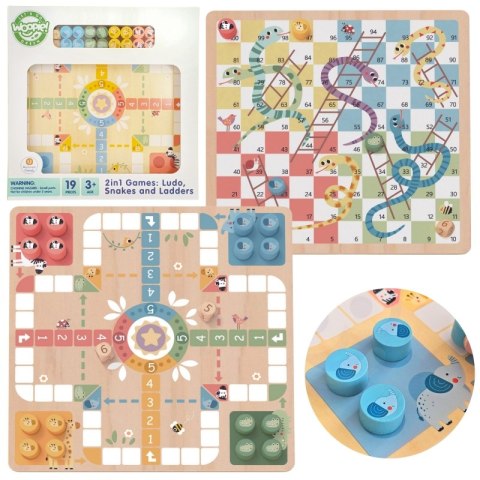 WOOPIE GREEN Gry Planszowe Logiczne 2w1 Ludo Chińczyk + Węże i Drabiny WOOPIE GREEN Gry Planszowe Logiczne 2w1 Ludo Chińczyk + Węże i Drabiny