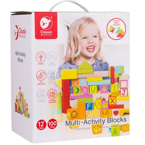 CLASSIC WORLD Drewniane Klocki Edukacyjne 100 el. CLASSIC WORLD Drewniane Klocki Edukacyjne 100 el.