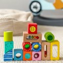 TOOKY TOY Drewniane Pudełko Klocki Sensoryczne Układanka Multifunkcyjna Kształty Dźwięk Dotyk 12 el.