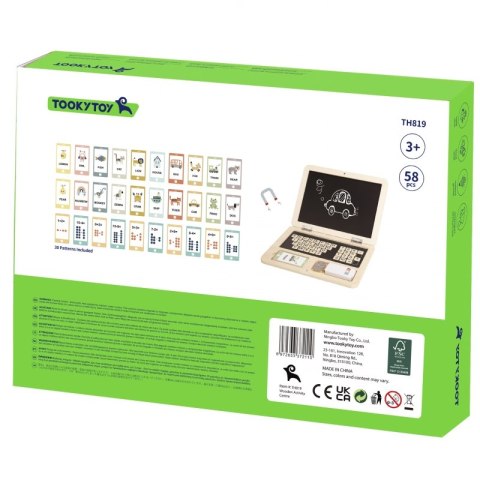 TOOKY TOY Drewniany Laptop Układanka Montessori Puzzle Nauka Literek Pisania Tablica Suchościeralna 58 el. TOOKY TOY Drewniany Laptop Układanka Montessori Puzzle Nauka Literek Pisania Tablica Suchościeralna 58 el.
