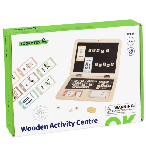 TOOKY TOY Drewniany Laptop Układanka Montessori Puzzle Nauka Literek Pisania Tablica Suchościeralna 58 el. TOOKY TOY Drewniany Laptop Układanka Montessori Puzzle Nauka Literek Pisania Tablica Suchościeralna 58 el.