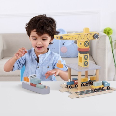 TOOKY TOY Dźwig Portowy Drewniany Zestaw TOOKY TOY Dźwig Portowy Drewniany Zestaw
