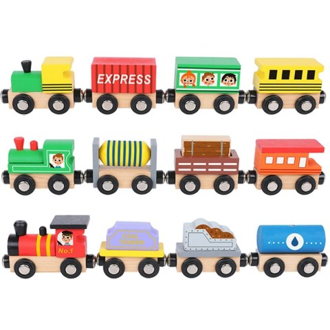 Tooky Toy Drewniane Pojazdy Wagoniki na Magnes Tooky Toy Drewniane Pojazdy Wagoniki na Magnes