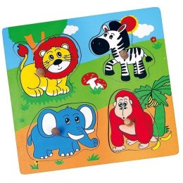 VIGA Drewniane Puzzle ZOO Układanka Niespodzianka