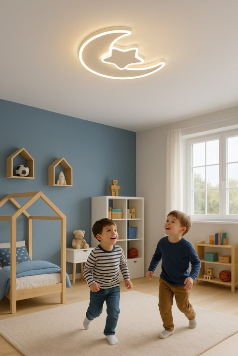 Lampa LED sufitowa plafon do pokoju dziecięcego ściemniana LUMELA + pilot księżyc biała Lampa LED sufitowa plafon do pokoju dziecięcego ściemniana LUMELA + pilot księżyc biała