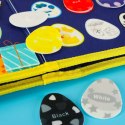 Tablica manipulacyjna sensoryczna montessori walizka plecak niebieska