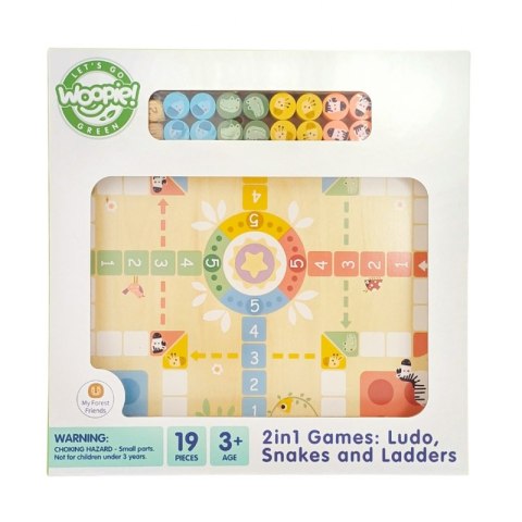 WOOPIE GREEN Gry Planszowe Logiczne 2w1 Ludo Chińczyk + Węże i Drabiny WOOPIE GREEN Gry Planszowe Logiczne 2w1 Ludo Chińczyk + Węże i Drabiny