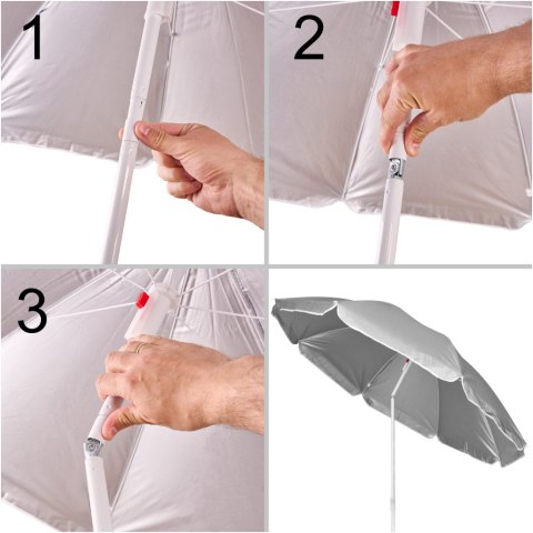 Parasol ogrodowy plażowy regulowany łamany składany UV 150cm szary Parasol ogrodowy plażowy regulowany łamany składany UV 150cm szary