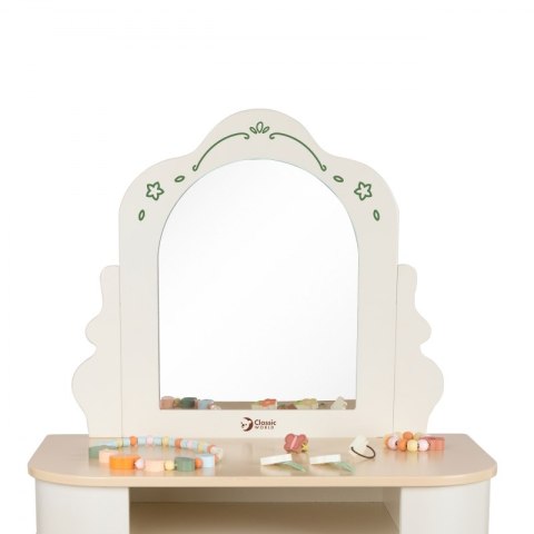 CLASSIC WORLD Drewniana Toaletka z Lustrem Krzesełkiem i Akcesoriami Pastelowa