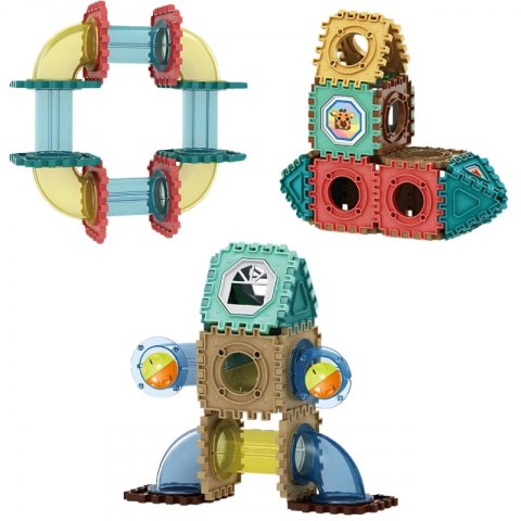 WOOPIE Klocki Konstrukcyjne 3D Zestaw Edukacyjny Tor Kulkowy Kulodrom Wafle 228el.