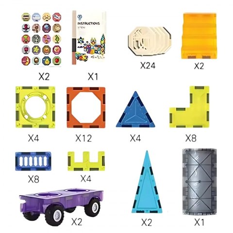 WOOPIE Klocki Magnetyczne 3D Zestaw Zamek Pojazdy 71el.