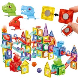 WOOPIE Klocki Magnetyczne Konstrukcyjne 3D Zestaw Edukacyjny Tor Kulkowy Kulodrom 170el.