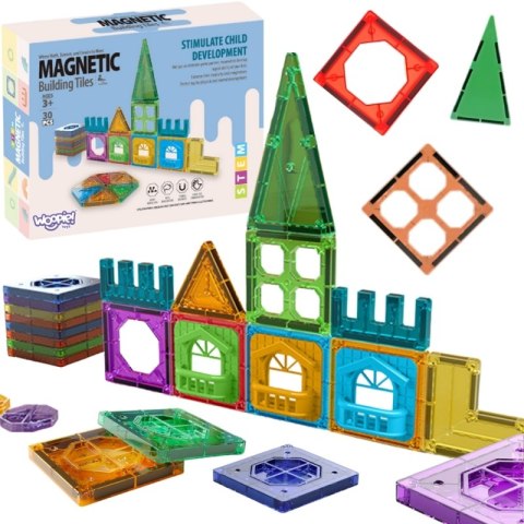 WOOPIE Klocki Magnetyczne Konstrukcyjne 3D Zestaw Edukacyjny Zamek 30el.