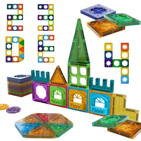 WOOPIE Klocki Magnetyczne Konstrukcyjne 3D Zestaw Edukacyjny Zamek 30el.