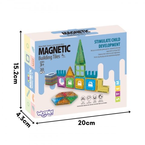 WOOPIE Klocki Magnetyczne Konstrukcyjne 3D Zestaw Edukacyjny Zamek 30el.