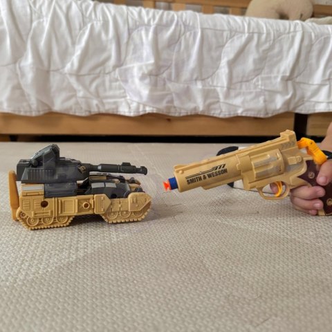 WOOPIE Zestaw 3w1 Robot Transformujący Czołg i Wyrzutnia na Strzałki Brązowy