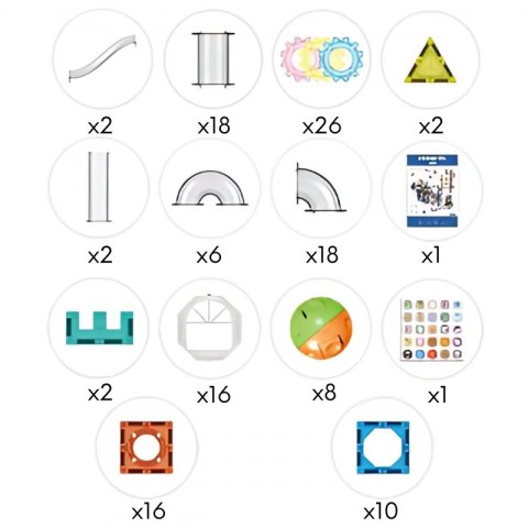 WOOPIE Klocki Magnetyczne Konstrukcyjne 3D Zestaw Edukacyjny Tor Kulkowy Kulodrom 126el.