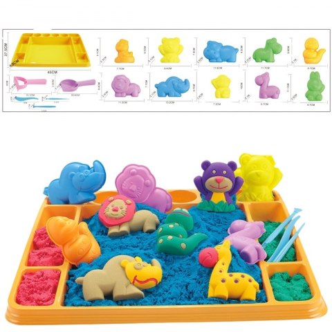 WOOPIE Piasek Kinetyczny 1,2 kg Zestaw XL ZOO Stolik z Foremkami