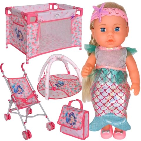 WOOPIE ROYAL Lalka Bobas 36 cm Syrenka Interaktywna Zestaw XXL Opiekunka 18w1