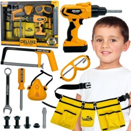 WOOPIE Zestaw Narzędzi Małego Majsterkowicza Gogle Wkrętarka Pas Na Narzędzia 16el.