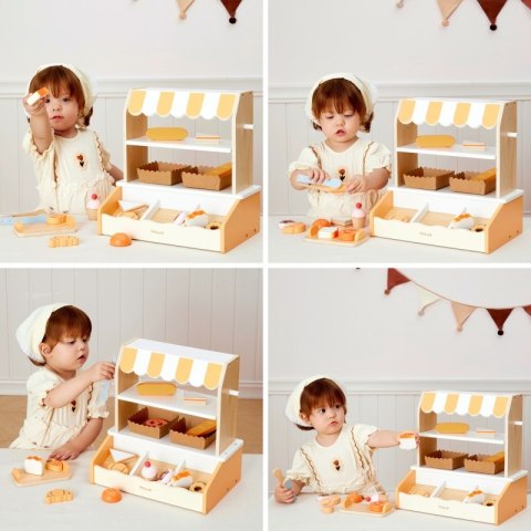 VIGA Drewniana Mini Piekarnia Sklepik Stragan z Wypiekami 16el.