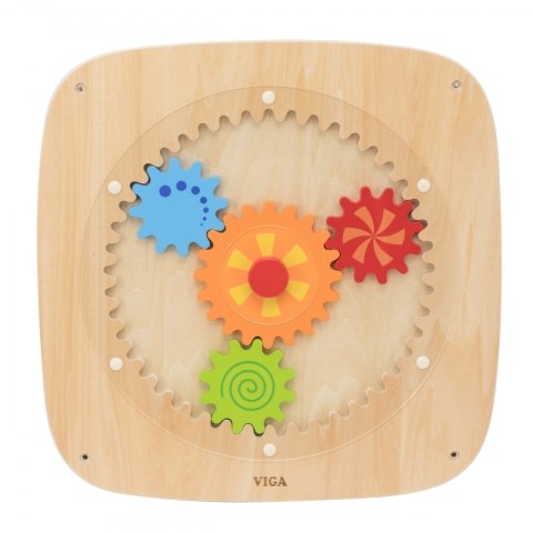 VIGA Drewniana Tablica z Kolorowymi Kołami Zębatymi