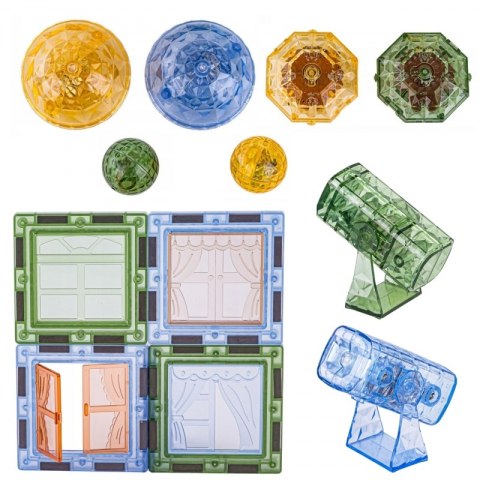 WOOPIE Klocki Magnetyczne Konstrukcyjne Świecące 3D Świat Zwierząt 124el.